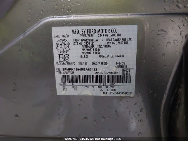 Ford EDGE SEL 2024 2FMPK4J94RBA83422 Image 9