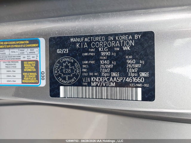 2023 Kia Seltos Lx მანქანა იყიდება აუქციონზე, vin: KNDEPCAA5P7461660, აუქციონის ნომერი: 12599753