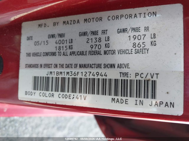 JM1BM1M36F1274944 Mazda Mazda3 Gt