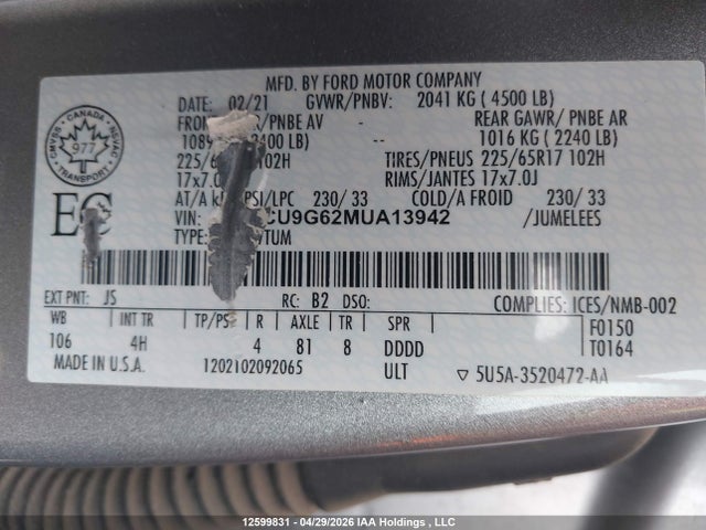 1FMCU9G62MUA13942 Ford Escape