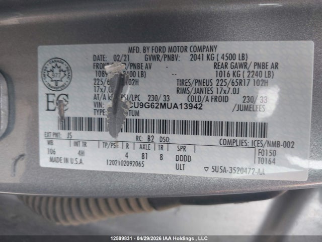 1FMCU9G62MUA13942 Ford Escape