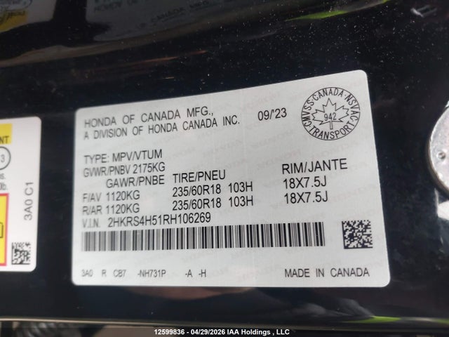 2HKRS4H51RH106269 Honda CR-V