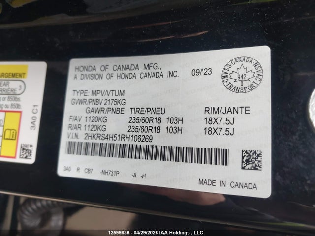 2HKRS4H51RH106269 Honda CR-V