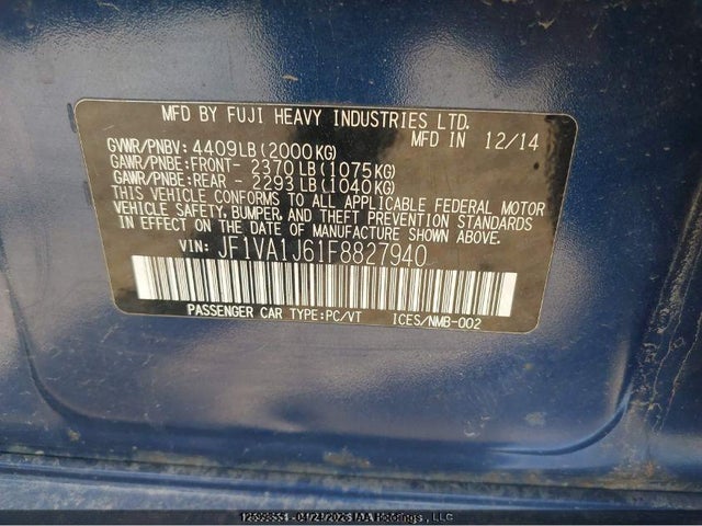 JF1VA1J61F8827940 Subaru Wrx Limited