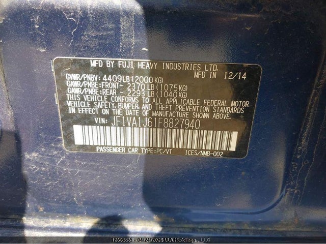 JF1VA1J61F8827940 Subaru Wrx Limited
