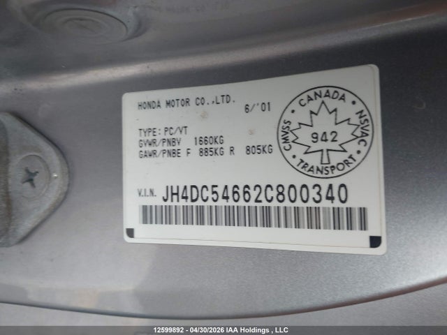 Продажа на аукционе авто 2002 Acura Rsx, vin: JH4DC54662C800340, номер лота: 12599892