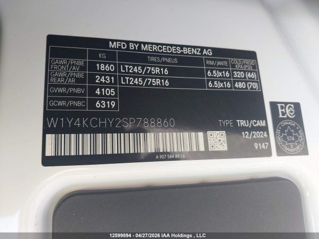 Продажа на аукционе авто 2025 Mercedes-benz Sprinter 2500, vin: W1Y4KCHY2SP788860, номер лота: 12599894