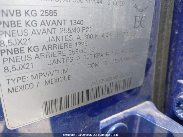 WA125AGU4S2050572 Audi Sq5 Premium Plus