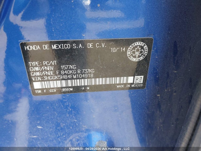 3HGGK5H84FM104918 Honda Fit