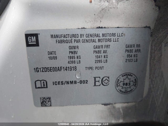 2010 Chevrolet Malibu 2lt მანქანა იყიდება აუქციონზე, vin: 1G1ZD5E00AF141918, აუქციონის ნომერი: 12599940