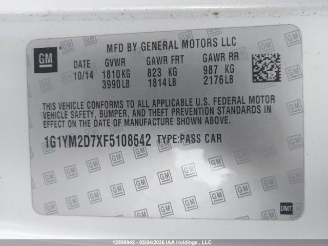 1G1YM2D7XF5108642 Chevrolet Corvette Stingray Z51