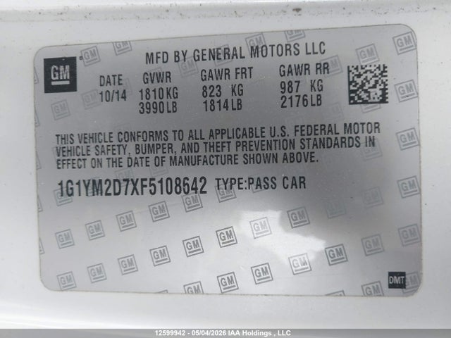 1G1YM2D7XF5108642 Chevrolet Corvette Stingray Z51