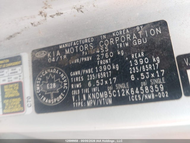 KNDMB5C12K6458359 KIA SEDONA LX