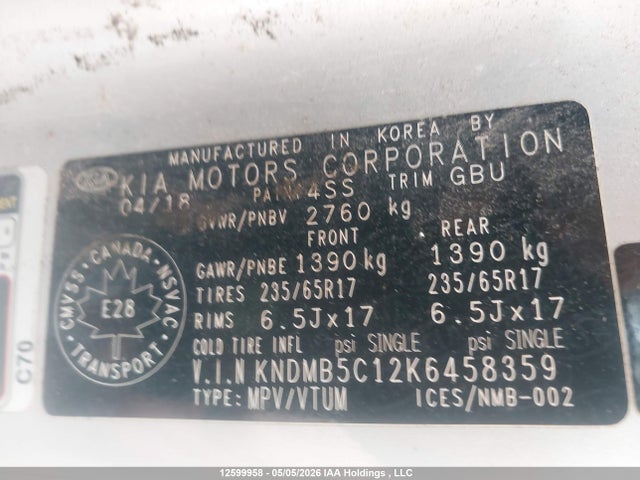 KNDMB5C12K6458359 KIA SEDONA LX