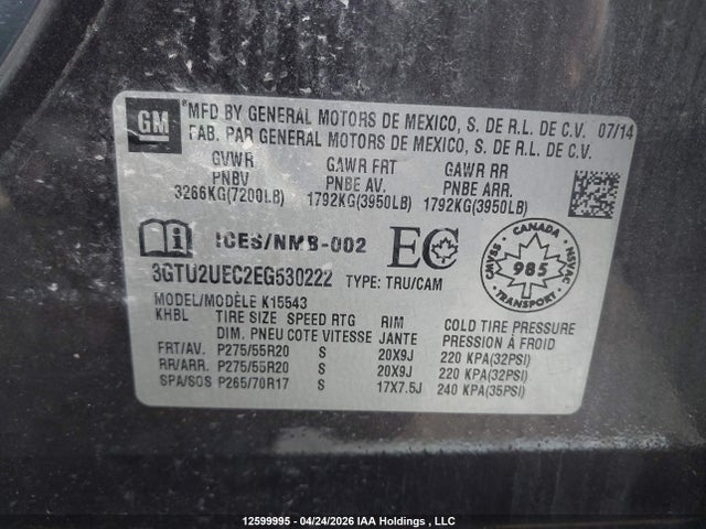 GMC Sierra K1500 Sle 2014 3GTU2UEC2EG530222 Image 9