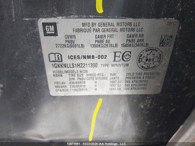 Продаж на аукціоні авто 2017 Gmc Acadia Sle-2, vin: 1GKKNLLS1HZ211390, номер лоту: 12571681
