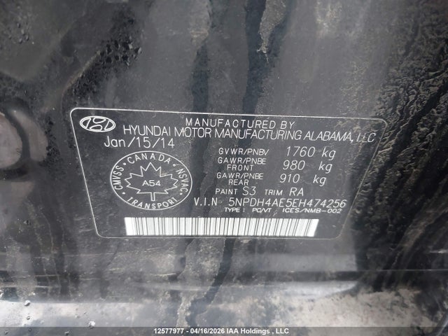Продаж на аукціоні авто 2014 Hyundai Elantra Gl, vin: 5NPDH4AE5EH474256, номер лоту: 12577977
