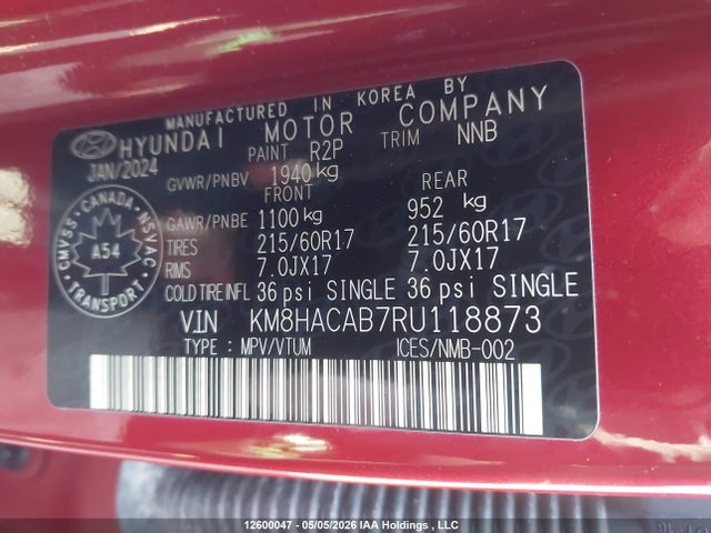 KM8HACAB7RU118873 Hyundai Kona Se