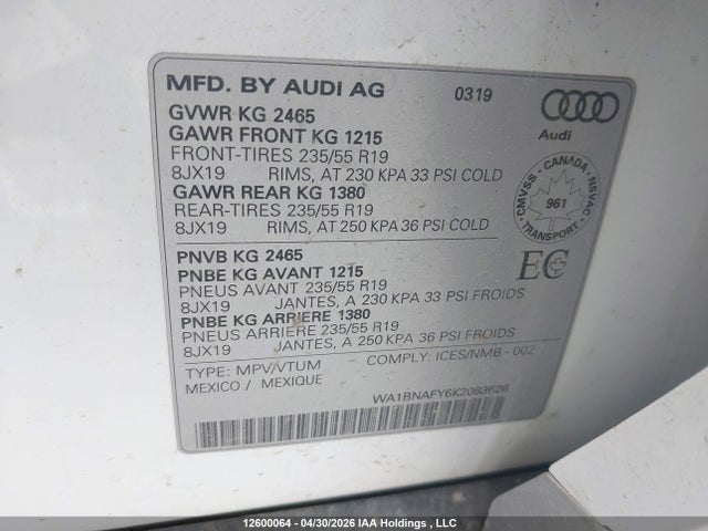 WA1BNAFY6K2083626 Audi Q5 45 Progressiv