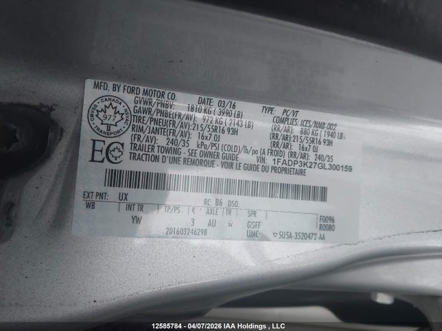 Продаж на аукціоні авто 2016 Ford Focus Se, vin: 1FADP3K27GL300159, номер лоту: 12585784
