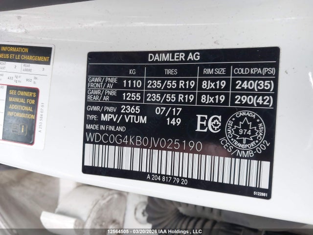 WDC0G4KB0JV025190 Mercedes-Benz Glc 300 4matic