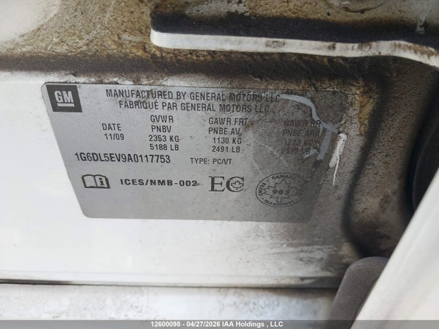 2010 Cadillac Cts მანქანა იყიდება აუქციონზე, vin: 1G6DL5EV9A0117753, აუქციონის ნომერი: 12600098