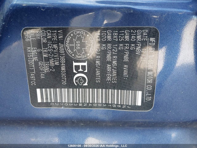 Nissan ROGUE SV 2022 JN8BT3BB4NW330720 Image 9
