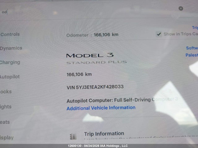 Aukcja sprzedaży 2019 Tesla Model 3 Long Range/mid Range/standard Range/standard Range Plus, vin: 5YJ3E1EA2KF428033, numer aukcji: 12600130
