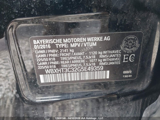 12600146 :رقم المزاد ، WBXHT3C32G5E49359 vin ، 2016 Bmw X1 Xdrive28i مزاد بيع