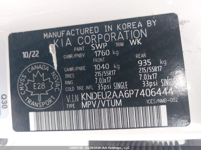 Aukcja sprzedaży 2023 Kia Seltos S, vin: KNDEU2AA6P7406444, numer aukcji: 12600149