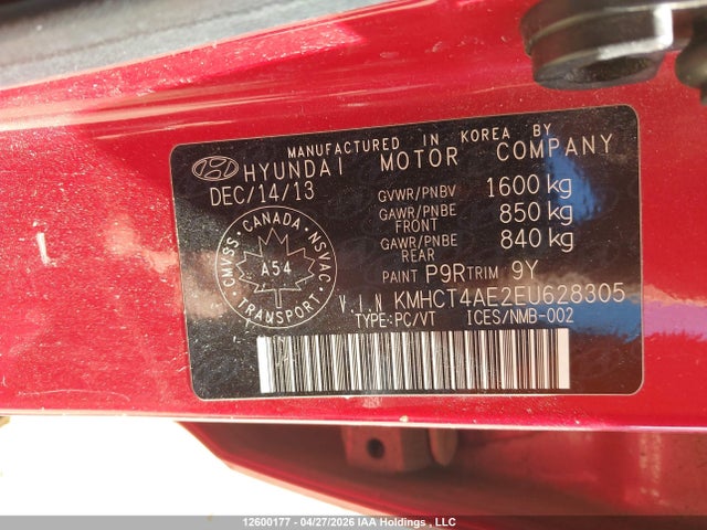 Продаж на аукціоні авто 2014 Hyundai Accent Gl, vin: KMHCT4AE2EU628305, номер лоту: 12600177