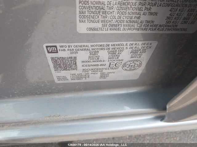 3GCUKCED3TG179207 Chevrolet Silverado 1500 4wd Custom Trail Boss