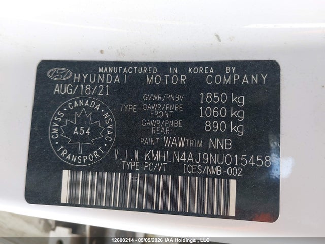 KMHLN4AJ9NU015458 Hyundai Elantra Limited