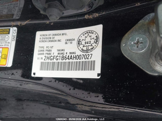 Продажа на аукционе авто 2010 Honda Civic Lx, vin: 2HGFG1B64AH007027, номер лота: 12600243