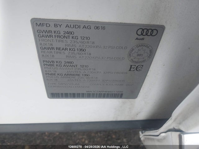 WA1C2AFP4HA011696 Audi Q5 PREMIUM