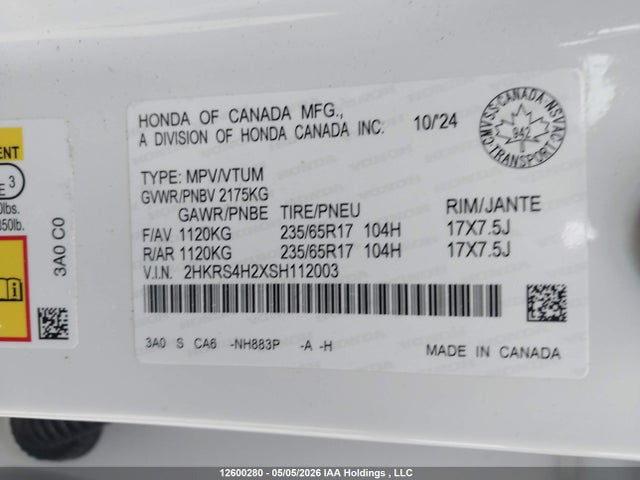 2HKRS4H2XSH112003 Honda CR-V
