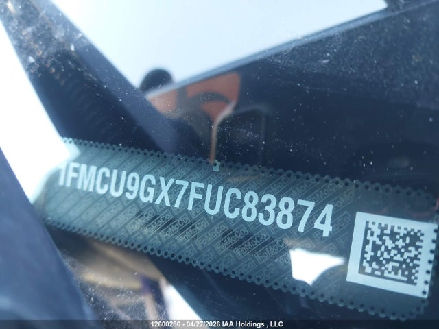 12600286 :رقم المزاد ، 1FMCU9GX7FUC83874 vin ، 2015 Ford Escape Se مزاد بيع