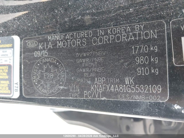 KNAFX4A81G5532109 KIA FORTE EX