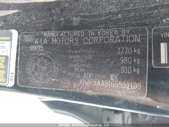 KNAFX4A81G5532109 KIA FORTE EX