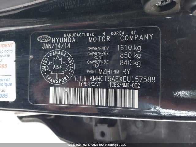 Продаж на аукціоні авто 2014 Hyundai Accent Gls/gs, vin: KMHCT5AEXEU157588, номер лоту: 12543560