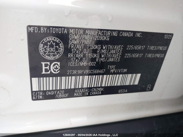 2T3R1RFV9SC568467 Toyota Rav4 Xle/xle Premium