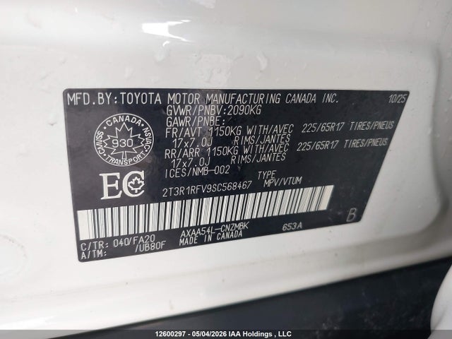 2T3R1RFV9SC568467 Toyota Rav4 Xle/xle Premium