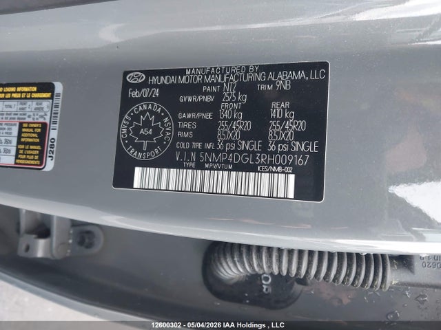Продажа на аукционе авто 2024 Hyundai Santa Fe, vin: 5NMP4DGL3RH009167, номер лота: 12600302