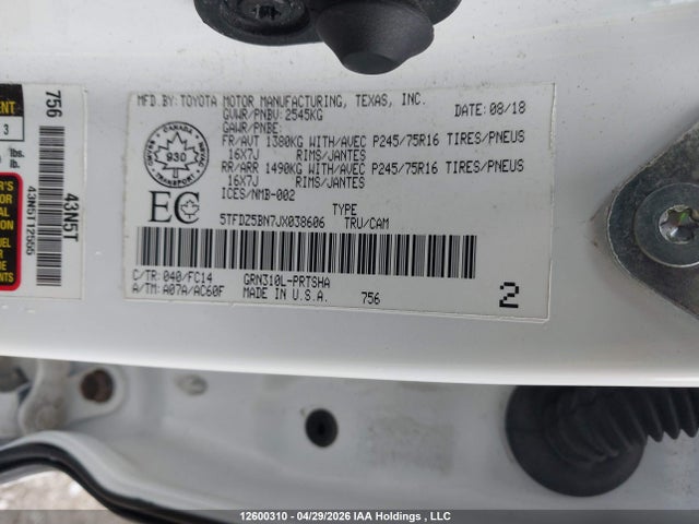 5TFDZ5BN7JX038606 Toyota Tacoma