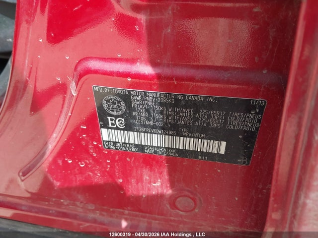 2013 Toyota Rav4 Le მანქანა იყიდება აუქციონზე, vin: 2T3BFREV6DW124985, აუქციონის ნომერი: 12600319