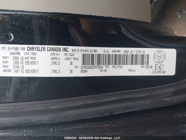 2C4RDGBG5ER378343 Dodge Grand Caravan Se/sxt