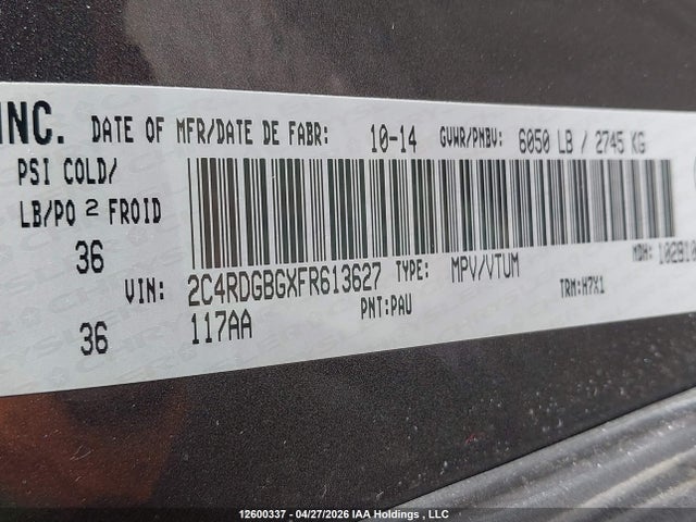 2C4RDGBGXFR613627 Dodge Grand Caravan Se