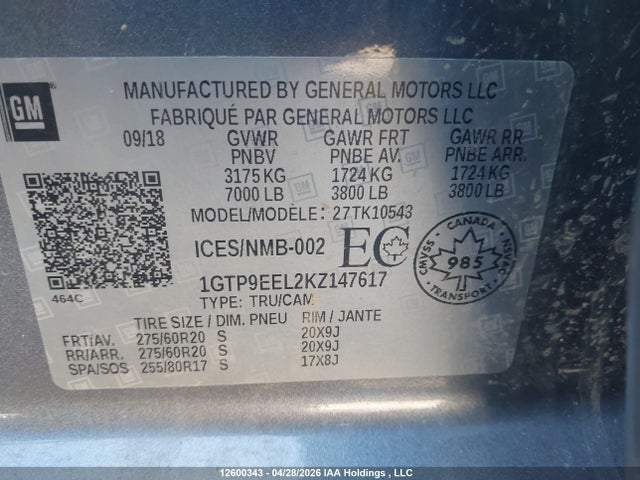 1GTP9EEL2KZ147617 GMC Sierra 1500 At4