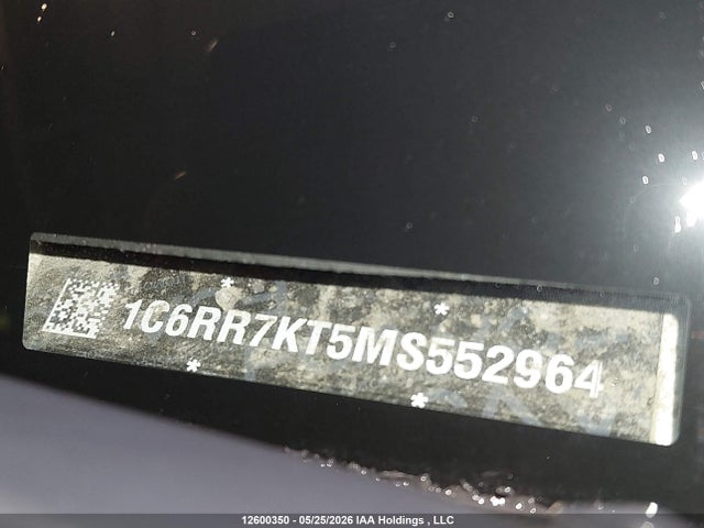 12600350 :رقم المزاد ، 1C6RR7KT5MS552964 vin ، 2021 Ram 1500 Classic Tradesman مزاد بيع