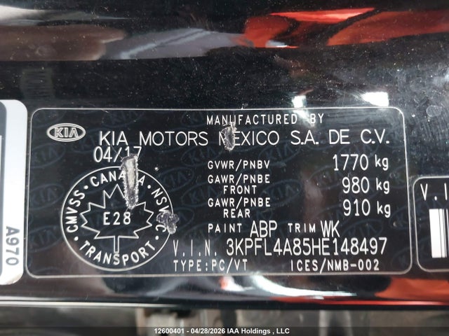 Продажа на аукционе авто 2017 Kia Forte, vin: 3KPFL4A85HE148497, номер лота: 12600401